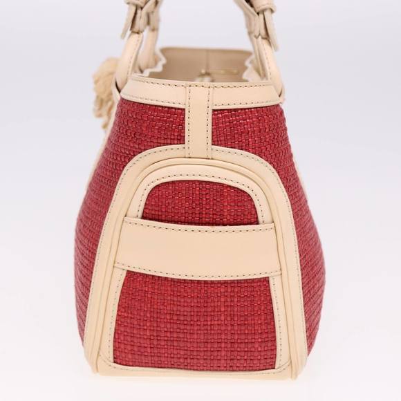 CELINE Boogie bag Hand Bag Straw Red Auth yk13094 - Picture 5 of 16